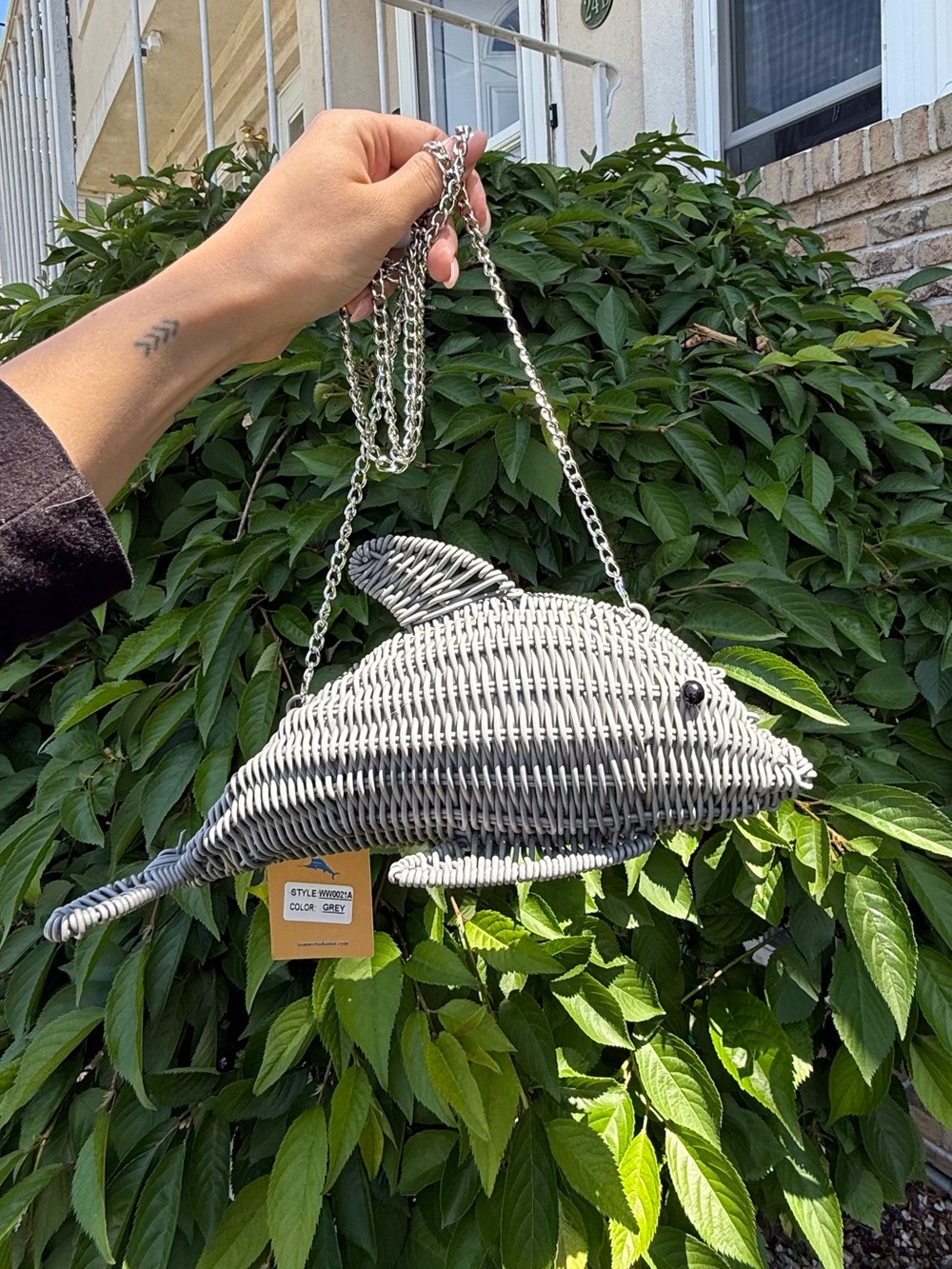 VIRAL TikTok Tommy Bahama Grey Dolphin Wicker Crossbody Bag Clutch 🐬✨
